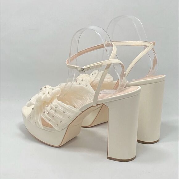 Loeffler Randall Natalia Crystal-Embellished Bow Platform Sandals size 10.5 - Picture 10 of 13